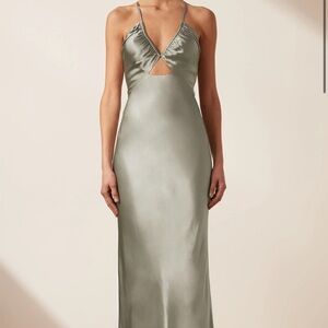 La Lune Ruched Bodice Midi Dress - Sage Shona Joy
